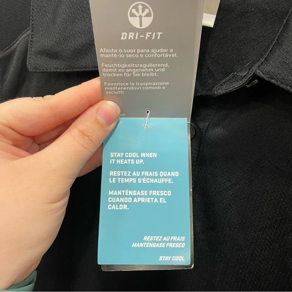 Nike Golf 354064 Ladies Dri-Fit Pebble Texture Polo Shirt Black Medium